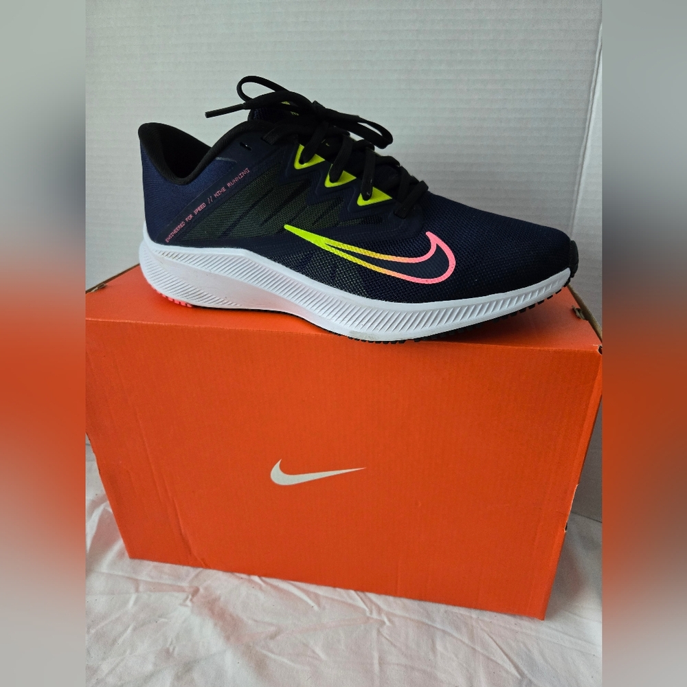 Nike Black and Neon Yellow Womans Running Shoes Size 10